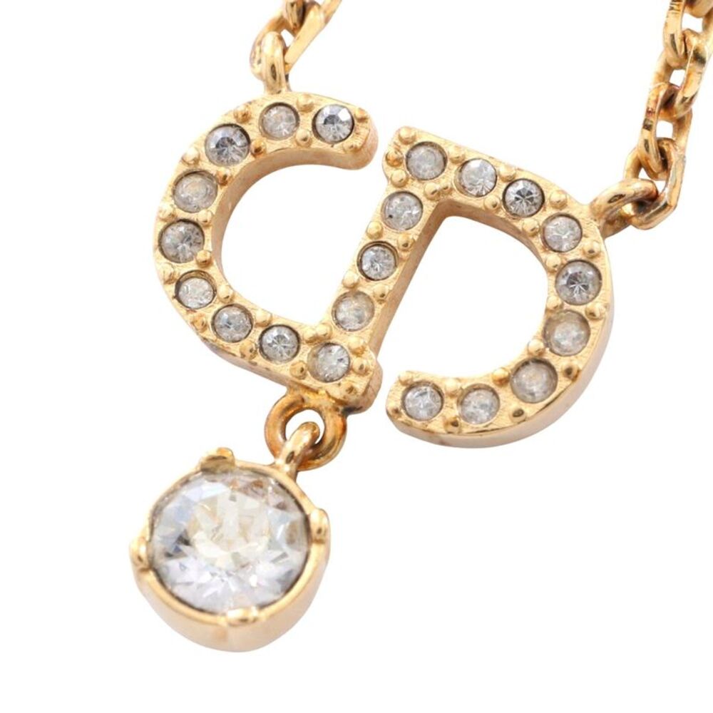 Dior PETIT CD Necklace Gold Rhinestone - Picture 1 of 5
